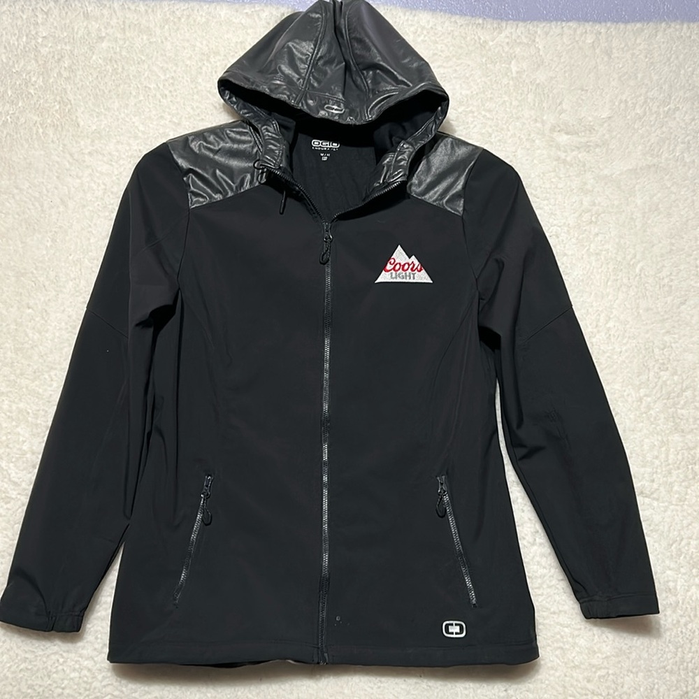 Ogio endurance, lightweight shell, Coors, light logo, hooded jacket, size medium